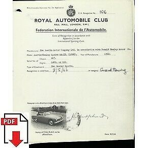 1963 Austin-Healey Sprite MK.II FIA homologation form PDF download (RAC)